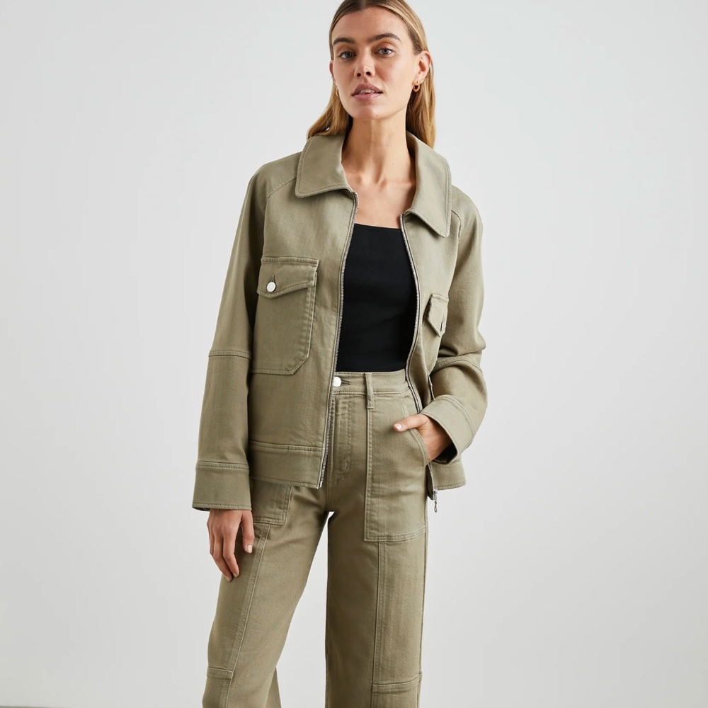 NWOT Rails Cheyenne Washed Olive Green Relaxed Utility Jacket Womens Size XS